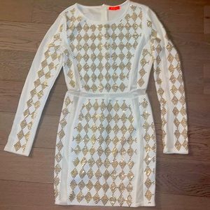White and Gold long sleeve dress